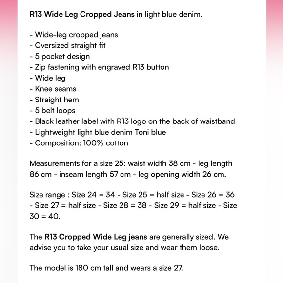 R13 cropped wide leg; multiple styling options 4 effortless cool. LIGHT wash - Picture 16 of 16